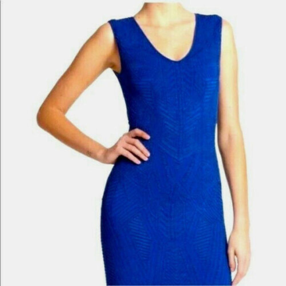 RVN Blue Aztec Jacquard Textured Bodycon Dress size small
